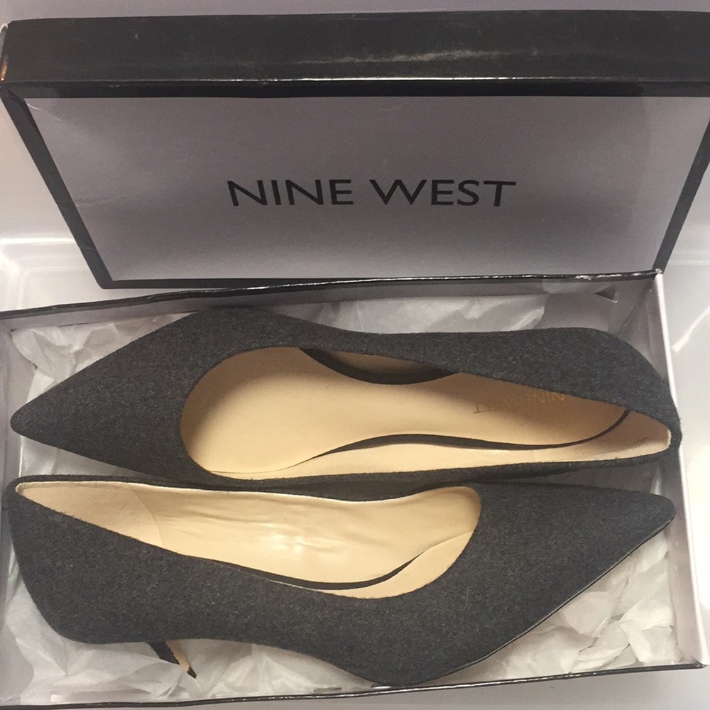 Brand new with box Nine West grey flannel pumps.